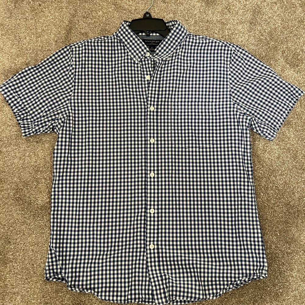 Banana Republic Navy/White Checkered button up